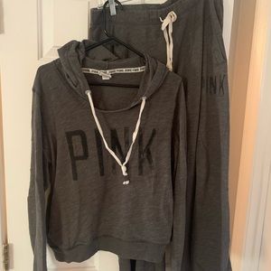 Pink Sweatshirt/Sweatpants. Color Gray. Size M
